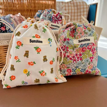 Сумка для мамы с цветочным принтом, сумка для детских подгузников, карман на шнурке для подгузников, сумка для переноски коляски, Дорожная сумка для хранения подгузников на открытом воздухе.