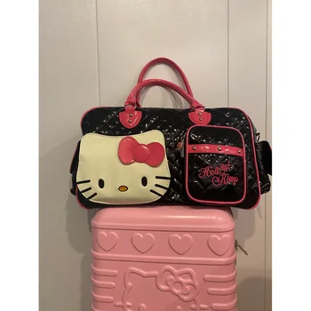 Новая сумка Sanrioed Hello Kittys Аниме Японская Милая девушка Pu Супер Большой емкости Повседневная дорожная сумка через плечо Подарок