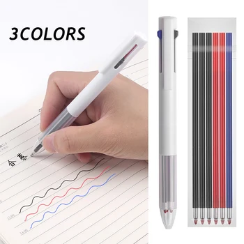 3 В 1 Разноцветная креативная гелевая ручка 0,5 мм Красная синяя Черная Гелевая ручка для заправки студенческой автоматической шариковой ручки для письма Канцелярские принадлежности