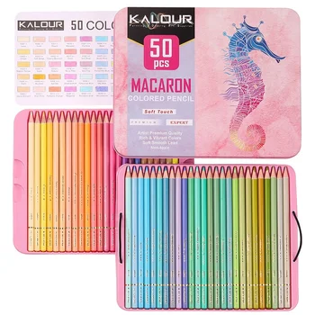 Набор цветных карандашей KALOUR 50шт Macaron & Metallic, профессиональный карандаш для рисования премиум-класса для детей, студентов, художников-раскрашивателей